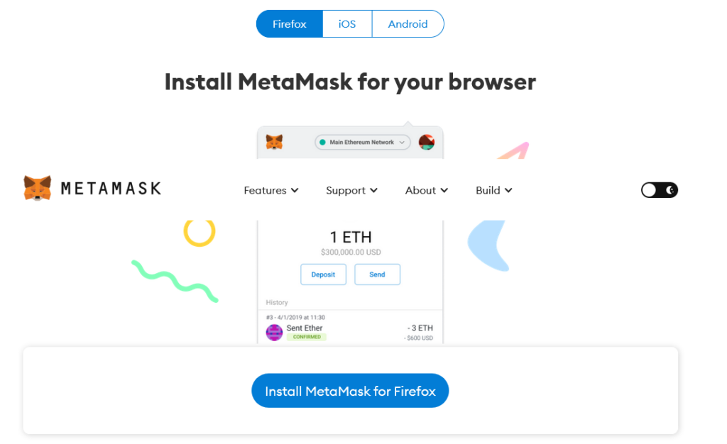 Install Metamask extension on your browser